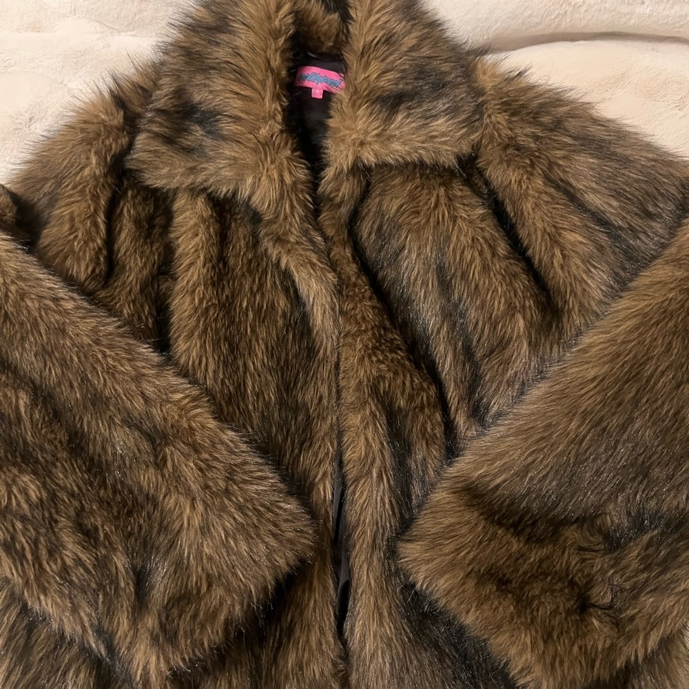 Dolls Kill Faux Fur Coat in Brown and Black
